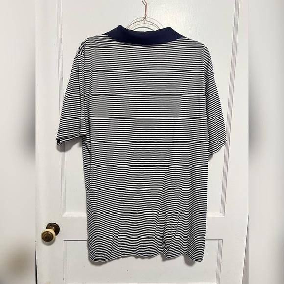 Peter Millar Striped Golf Blue White Polo Size L - Picture 3 of 3